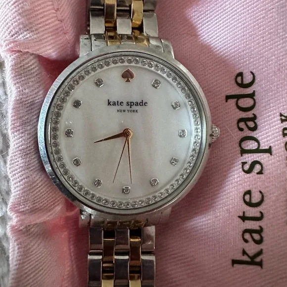 Kate Spade Watch Silver, Gold, Opal Face, Diamond Accents, Elegant, Gently Loved - Picture 1 of 16